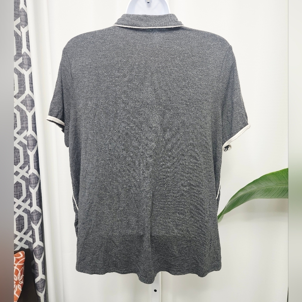 Stars Above Charcoal Button Down Lounge Wear Pj Shirt - Picture 2 of 4